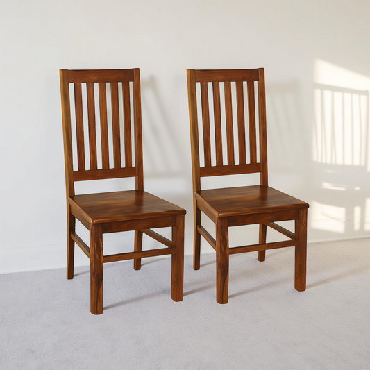 Suryavanshi Sheesham Wood Dining Chairs – Set of 2 (Honey Finish)