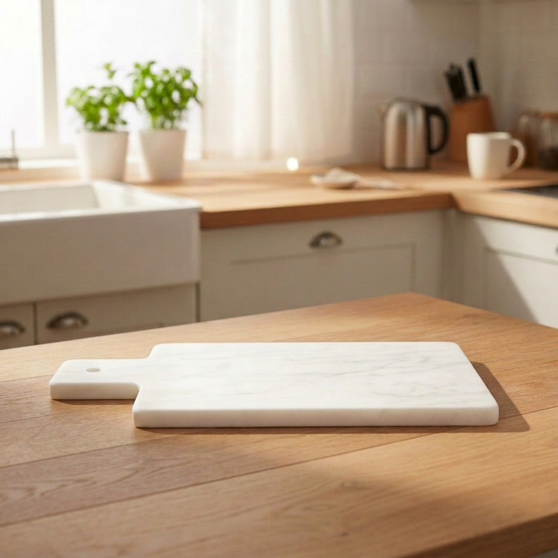 Premium White Marble Cutting Board - Durable Stone for Chopping, Serving, Charcuterie, and Cheese - Modern Kitchen Decor