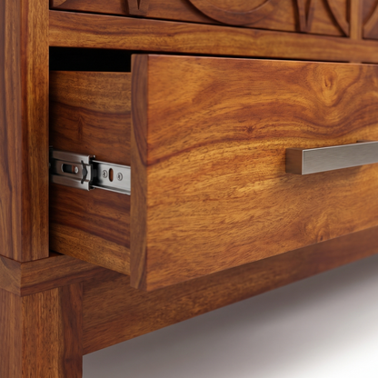 Hudson Sheesham Solid Wood TV Unit for Living Rooms & Bedroom - Honey Finish