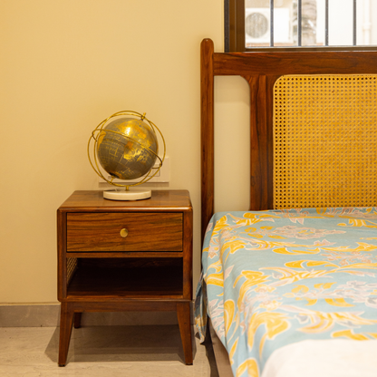 FINLAND Premium Solid Sheesham Wood King Size Bed with Cane Headboard – No Storage