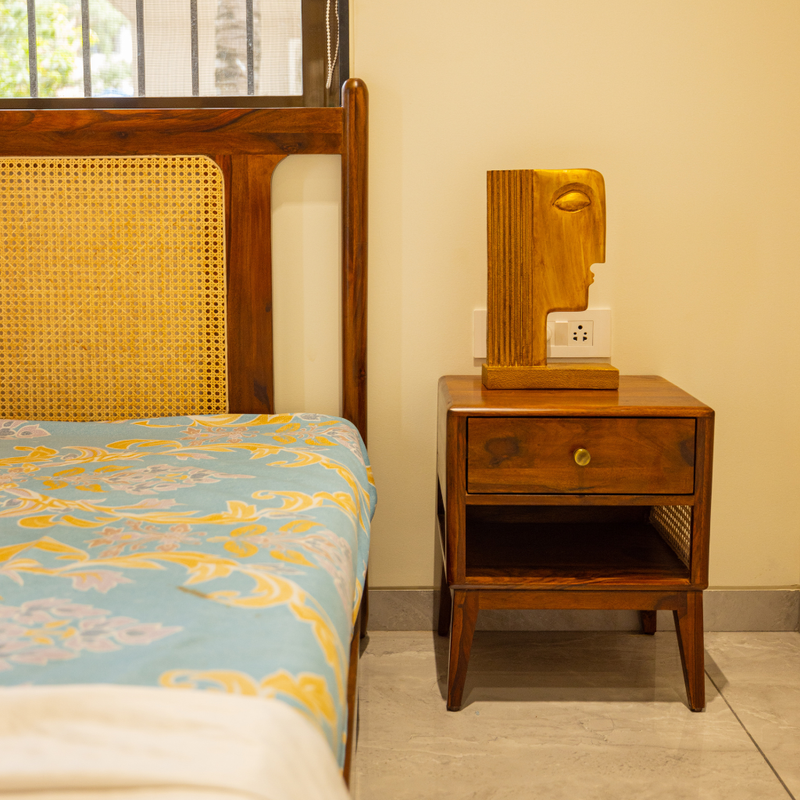 FINLAND Premium Solid Sheesham Wood King Size Bed with Cane Headboard – No Storage