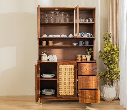 Artisan Crockery Cane Storage Cabinet