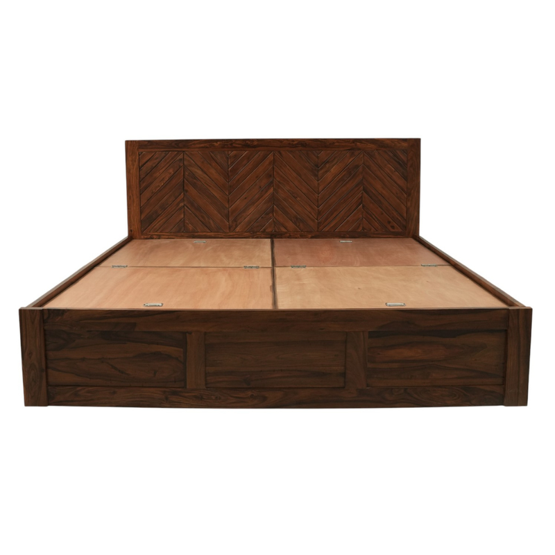 Chevron Solid Wood Storage Bed