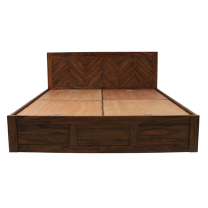 Chevron Solid Wood Storage Bed
