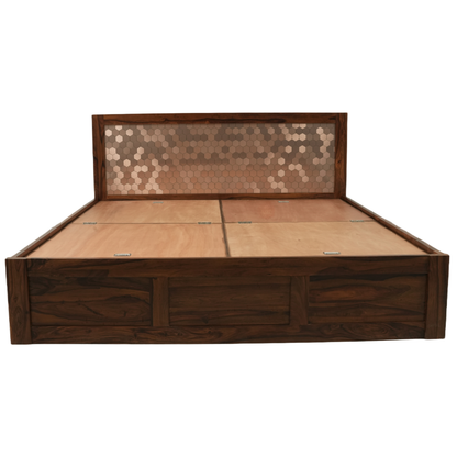 Suryavanshi Sheesham Wood Bed with Storage & Stylish Panel Headboard