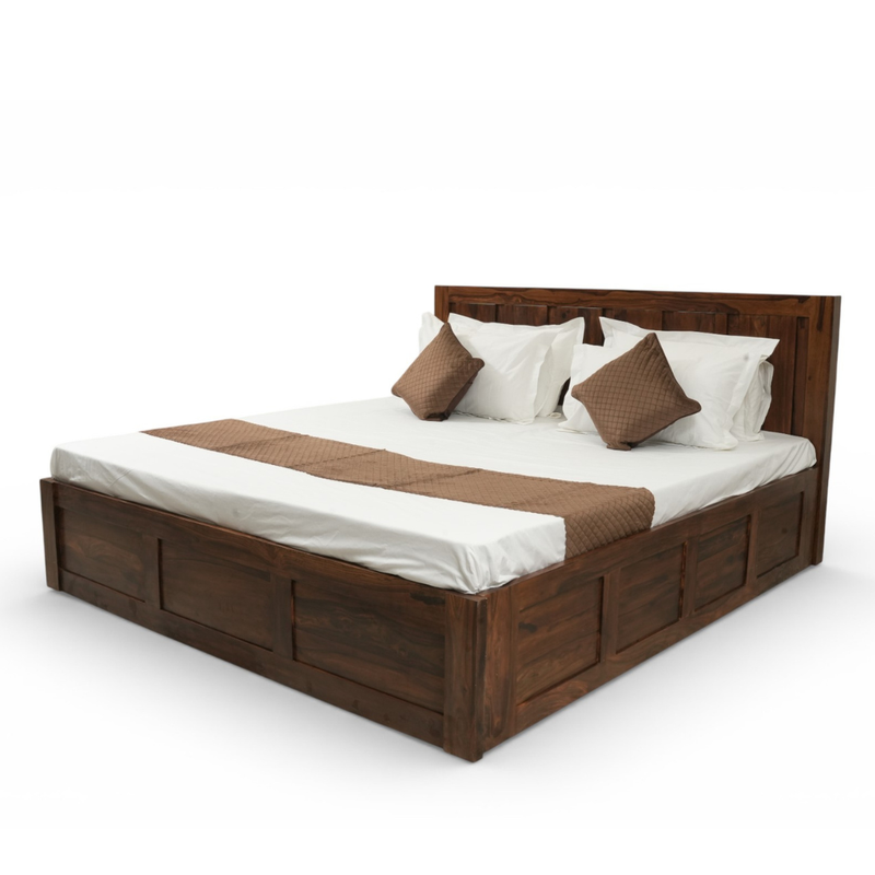 Suryavanshi Solid Sheesham Wood Storage Bed with Hydraulic Lift & Manual