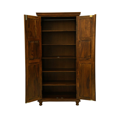 Suryavanshi Sheesham Wood 2 Door Wardrobe - Pottery Tiles, Ample Storage, and Elegant Design, Wooden Cabinet, Wooden Storage Cabinet, 55D x 91W x 196H Cm