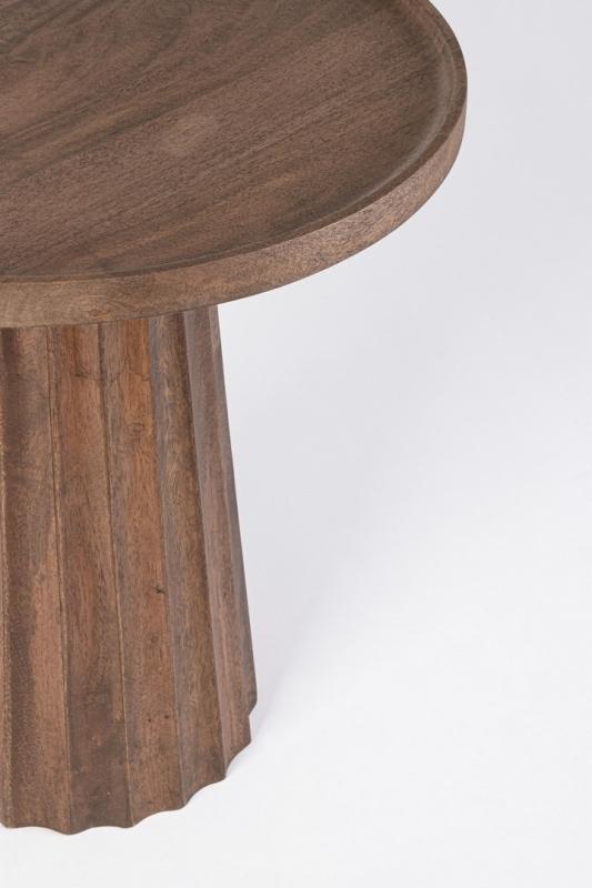 ORACLE RD Mango Wood Side Table – Flat Walnut Finish | Modern Round End Table for Living Room