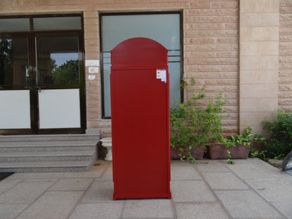 Giles British Telephone Booth Style Bar Cabinet in Red with Glass Door