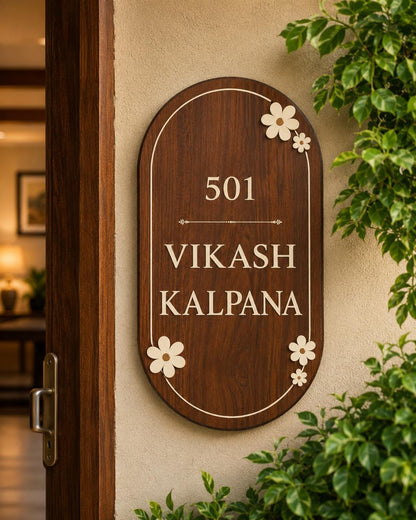 Suryavanshi Furniture Wooden  Name Plate for House Entrance.