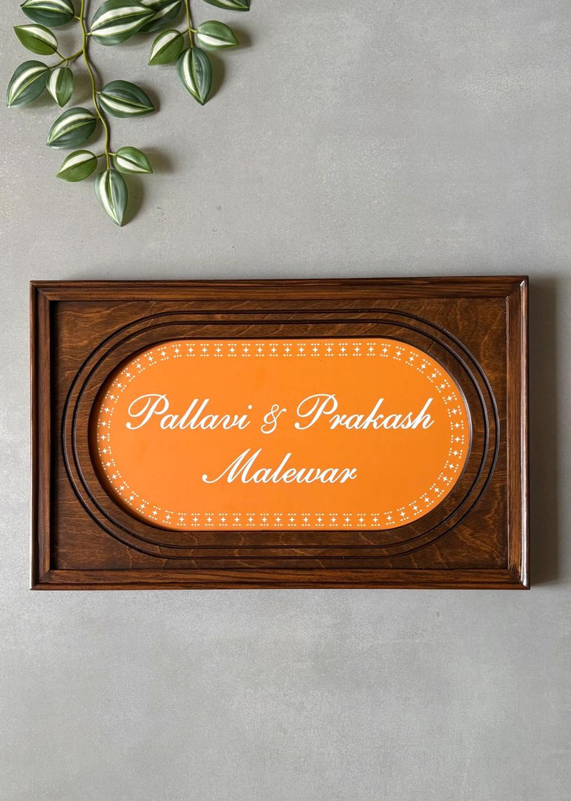 Solid Sheesham Wood Name Plate for Home Entrance, Custom Family Name Door Sign with House Number