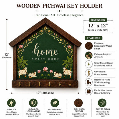 Solid Mango Wood this product is a wooden house-shaped key holder with decorative home signage, Name Plates & Key Holders.
