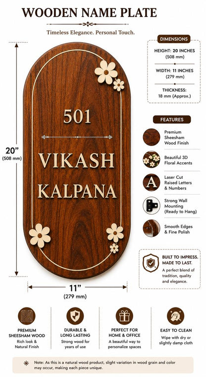 Suryavanshi Furniture Wooden  Name Plate for House Entrance.