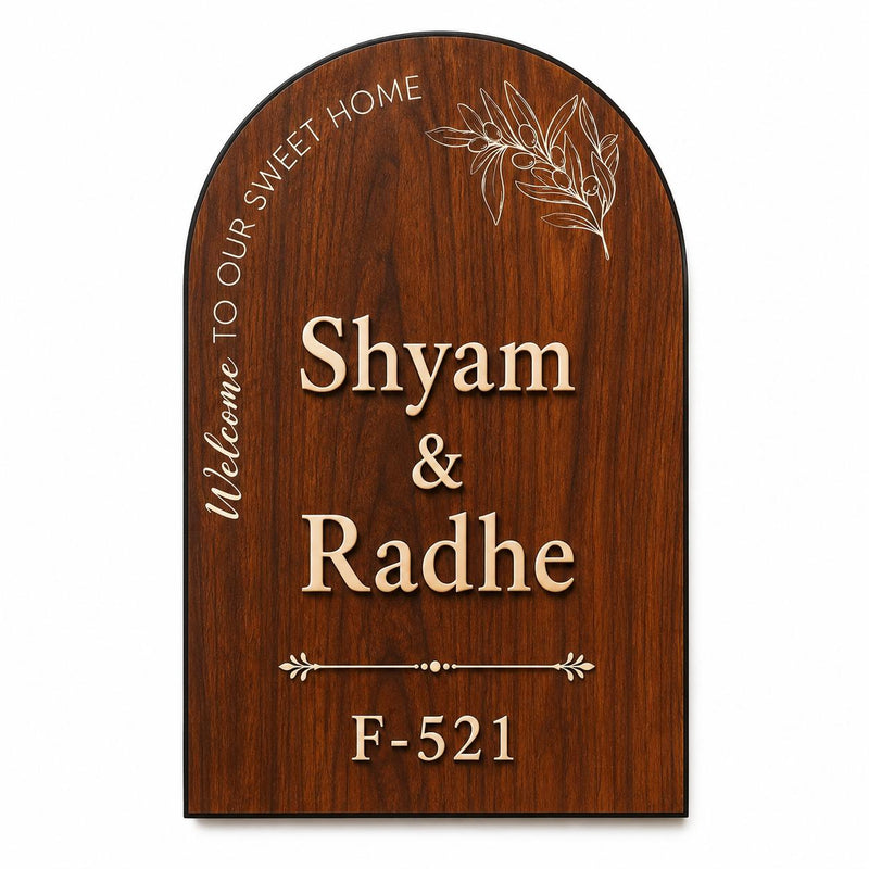 Solid Wooden Name Plate for Home Entrance, Custom Family Name Door Sign with House Number, Main Door,Customies