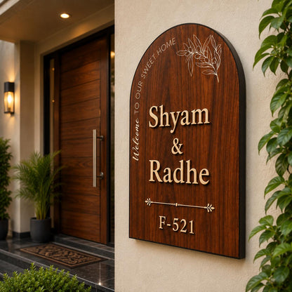 Solid Wooden Name Plate for Home Entrance, Custom Family Name Door Sign with House Number, Main Door,Customies