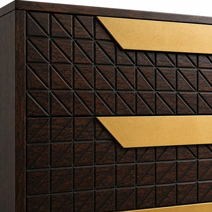 Suryavanshi  Mango Wood Chest of Drawers Cabinet with Gold Metal Handles & Legs