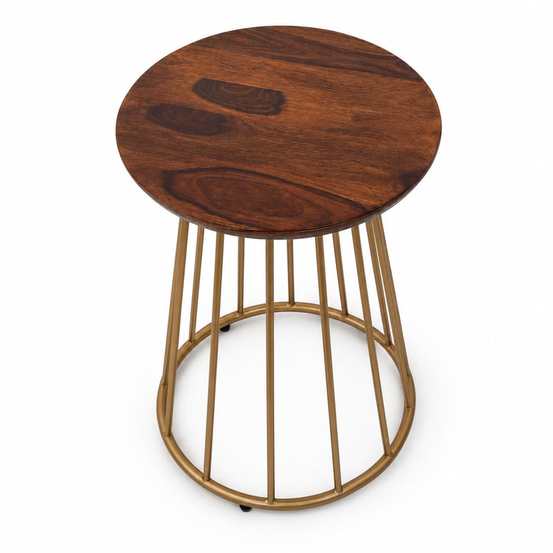 Solid Wood  Round Side Table for Living Room