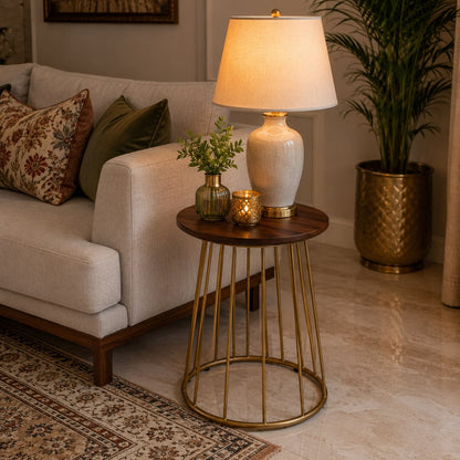 Solid Wood  Round Side Table for Living Room