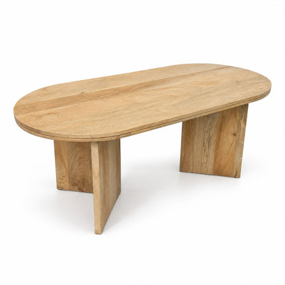 Solid Mango Wood Oval Coffee Table for Living Room