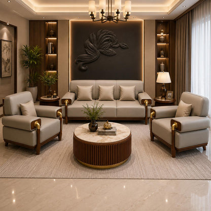 Solid Wood  Sofa Set with Premium Upholstery