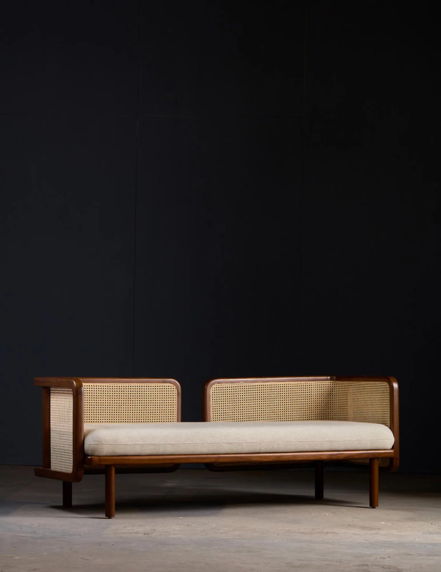 Suryavanshi Rattan Luxe Daybed – Handwoven Cane & Solid Wood Frame with Plush Cushions | Living Room 2 Seater Sofa Sofa