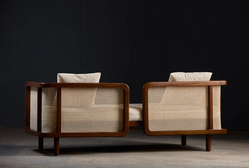 Suryavanshi Rattan Luxe Daybed – Handwoven Cane & Solid Wood Frame with Plush Cushions | Living Room 2 Seater Sofa Sofa
