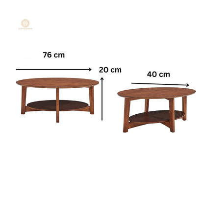 Suryavanshi Sierra Oval Sheesham Wood Coffee Table for Living Room (H 16 X W 30 X L 20 Inch)