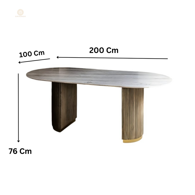 Suryavanshi Hearth & Home Mango Solid Wood With Top Marble Dining Table