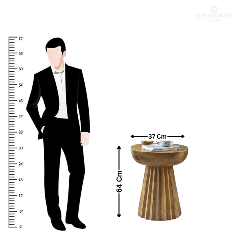 Suryavanshi Acacia Wood Round Side Table – Versatile Elegance for Your Living Space