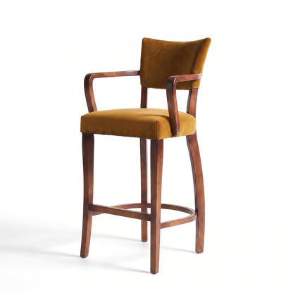 Ellington Sheesham Wood Bar Chair with Cushioned Seat & Backrest | Solid Wood High Stool