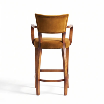 Ellington Sheesham Wood Bar Chair with Cushioned Seat & Backrest | Solid Wood High Stool