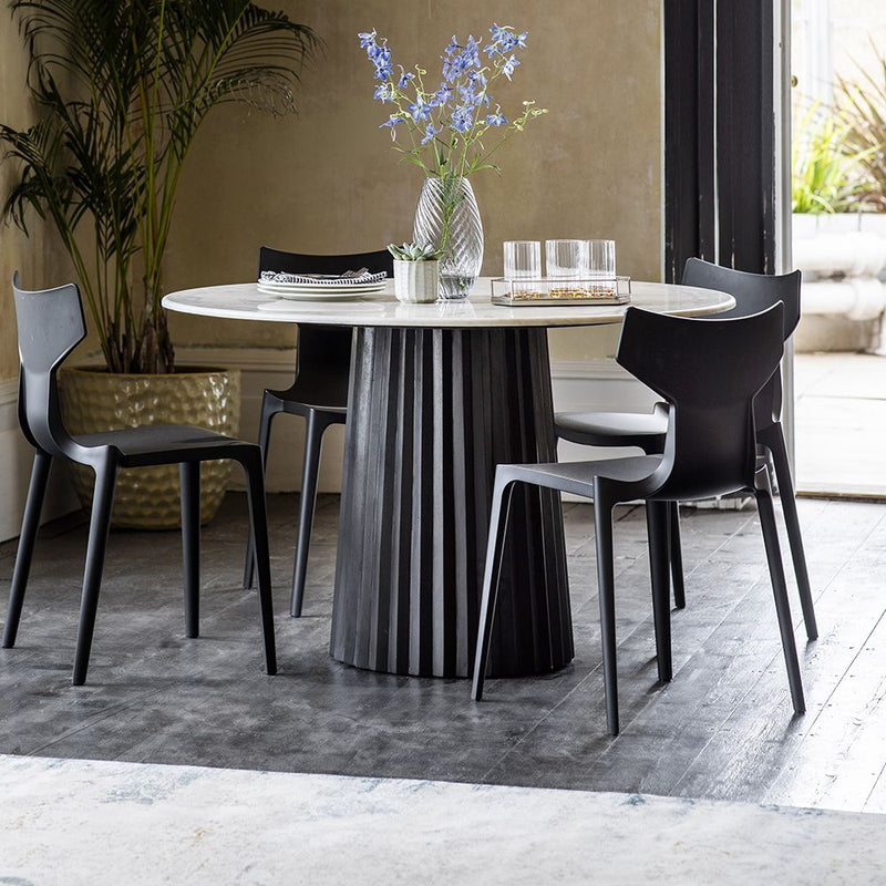 Suryavanshi Westbourne Dining Table - Mango Wood with Marble Top, Natural Finish, Round