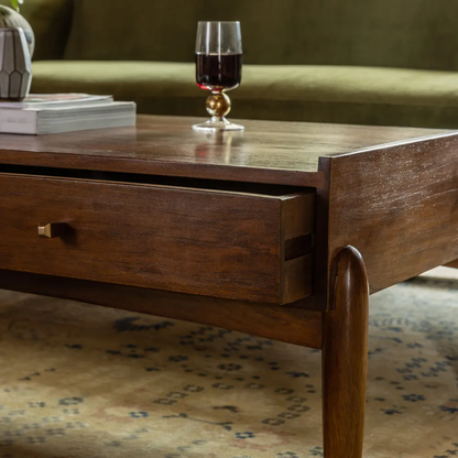 Quinn Coffee Table with Storage Mango Wood- Honey Finish