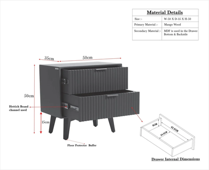 Suryavanshi Solid Wood Bedside Table - Frosty White