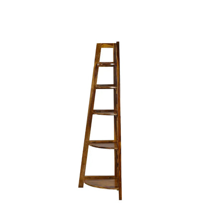 Suryavanshi Sheesham Wood Corner Shelf Unit | Foldable 5-Tier Corner Display Rack