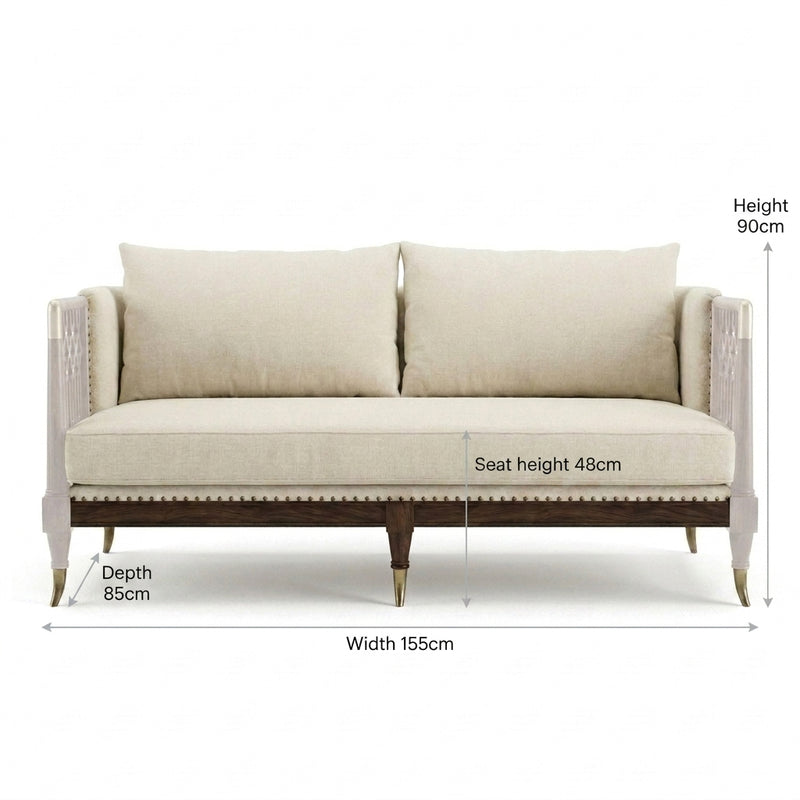 Aurelia Luxury Solid Wood Sofa Set with Premium Upholstery & Brass Work