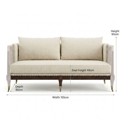 Aurelia Luxury Solid Wood Sofa Set with Premium Upholstery & Brass Work