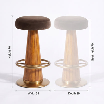 Alpine Modern Bar Stool with Dark Grey Velvet Upholstered Seat