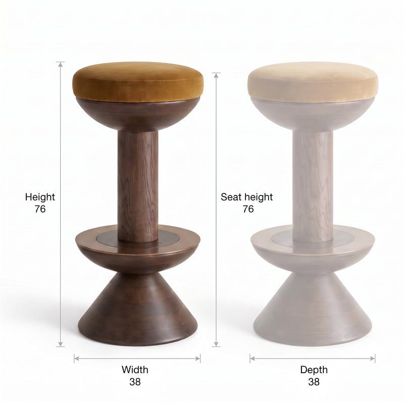 Verona Solid Wood Bar Stool With Velvet Upholstery