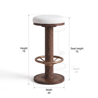 Ellington Modern Solid Wood Swivel Bar Stool with Upholstered Seat & Brass Finish Footrest