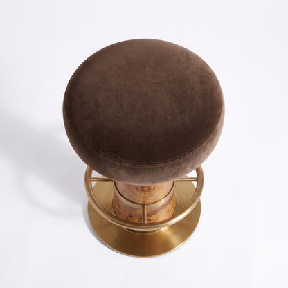 Alpine Modern Bar Stool with Dark Grey Velvet Upholstered Seat