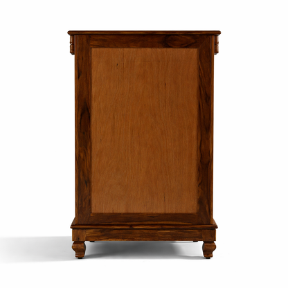 Royal Floral Inlay Wooden Bedside Table With Drawer & Storage