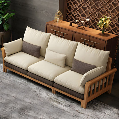 Suryavanshi ZenComfort Flared Arm Sectional Sofa, Removable Cushions with Wooden Legs