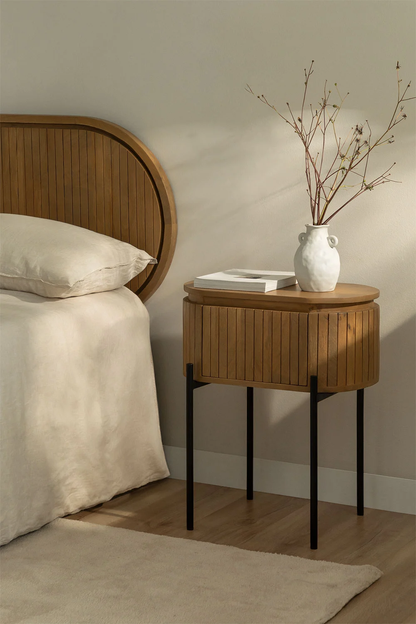 EQUILIBRIUM Mango Solid Wood Bedside Table With Storage - Nightstand