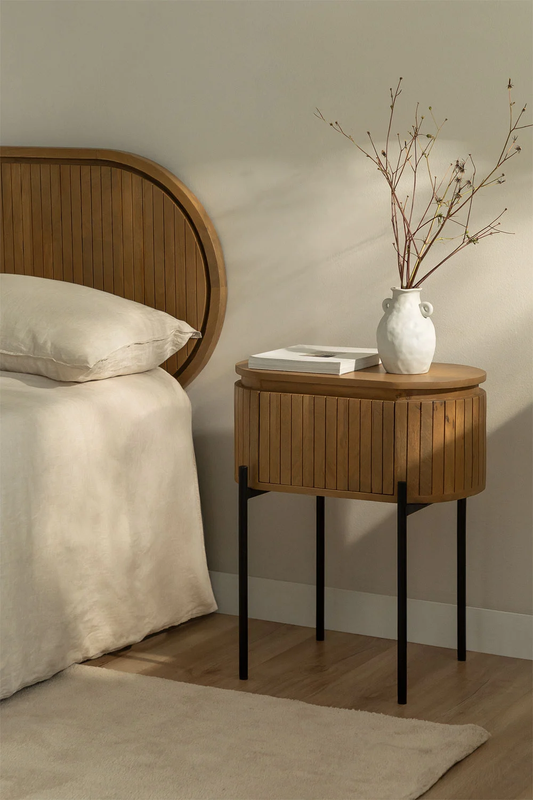 EQUILIBRIUM Mango Solid Wood Bedside Table With Storage - Nightstand