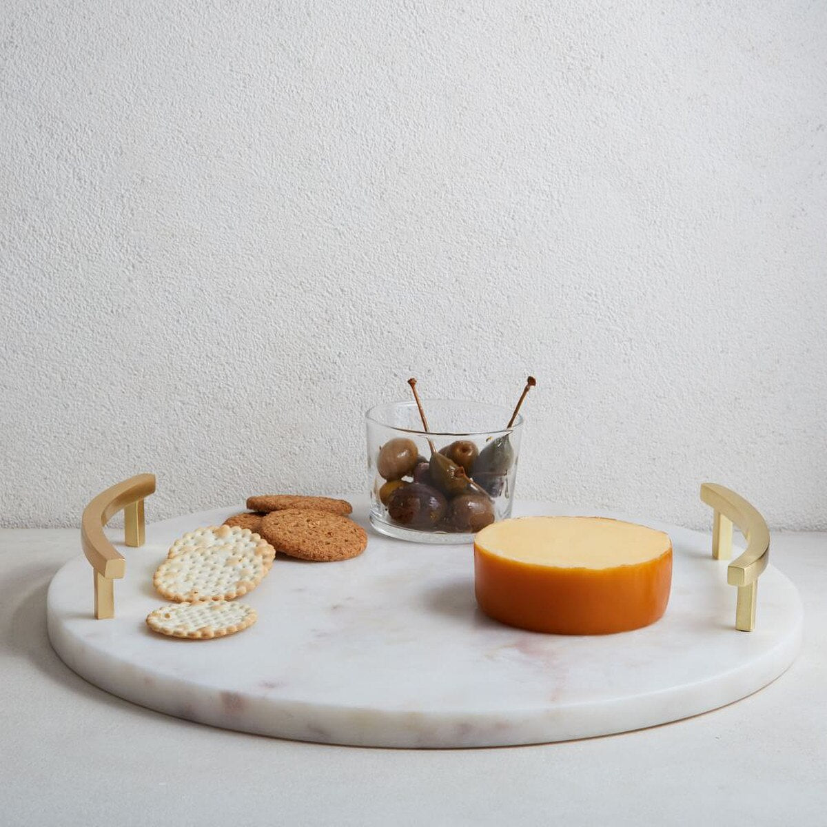 Suryavanshi Marble & Brass Round Cheese Board