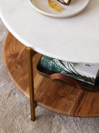 Floorcare Coffee Table, Marble & Wood Base