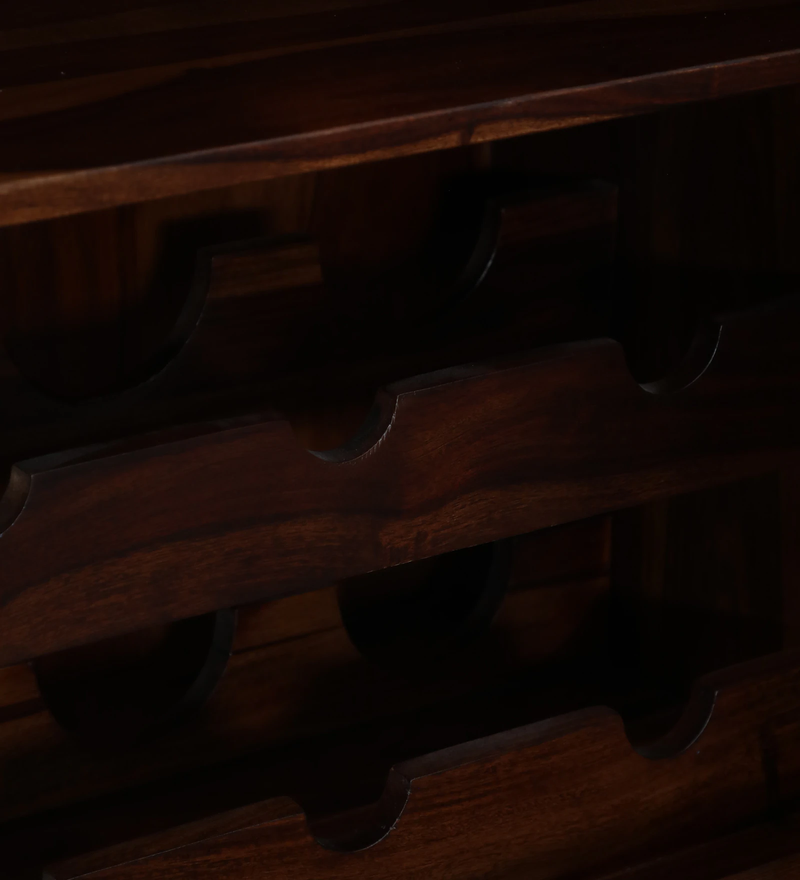 Suryavanshi Sheesham Wood Bar Cabinet for Home Bar -  Glass Doors, Drawer, and Ample Storage (Sheesham Wood-Glass Door, Small-(W70 x D46 x H190 cm)