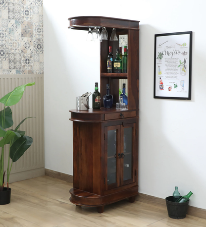 Suryavanshi Sheesham Wood Bar Cabinet for Home Bar - (W70 x D46 x H190 cm)