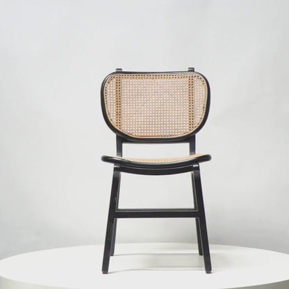 Suryavanshi Sheesham Wood Rattan Dining Chair, Black Wood Frame with Natural Cane Weave Seat and Back | for Dinning Room Rattan Dinning Chair Modern (Black)